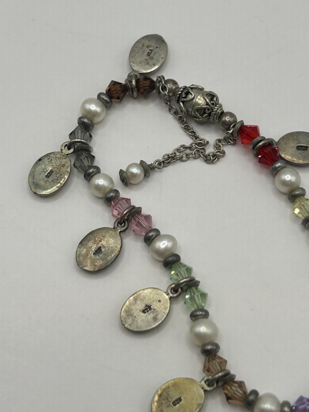 Sterling Silver Faith Charm Bracelet Pearls Beads Magnetic Clasp Safety Chain - Picture 14 of 15
